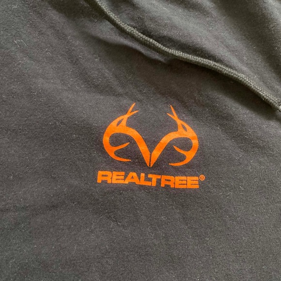 Realtree Short Sleeve Hoodie Camo Lined Orange Neck Size Large - Picture 4 of 4